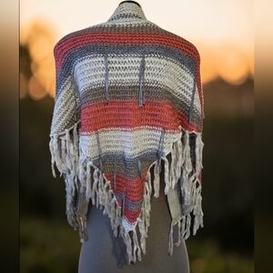 🆕️ Bohemian Metallic "Copper Canyon" Triangle Crochet Shawl With Tasseled Edges